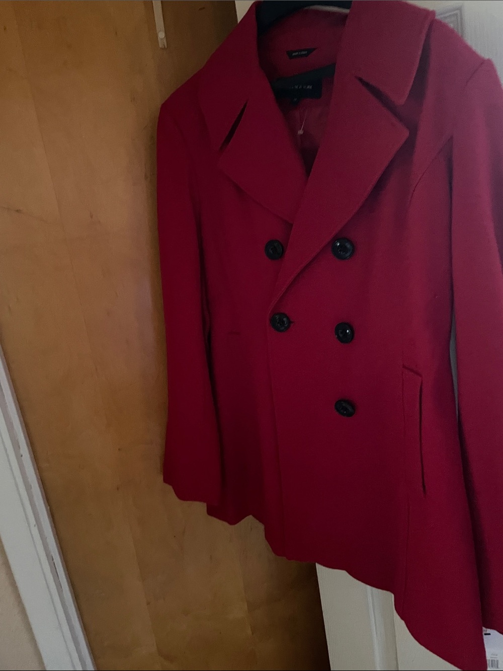 Jones New York Women's Double-Breasted Crimson Peacoat